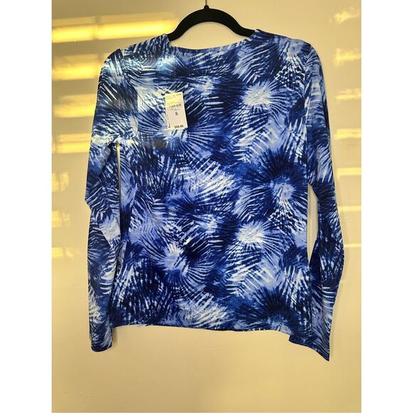 Lands End Blue and White Swim Rash Guard SPF 50 Size Small New - Picture 6 of 6